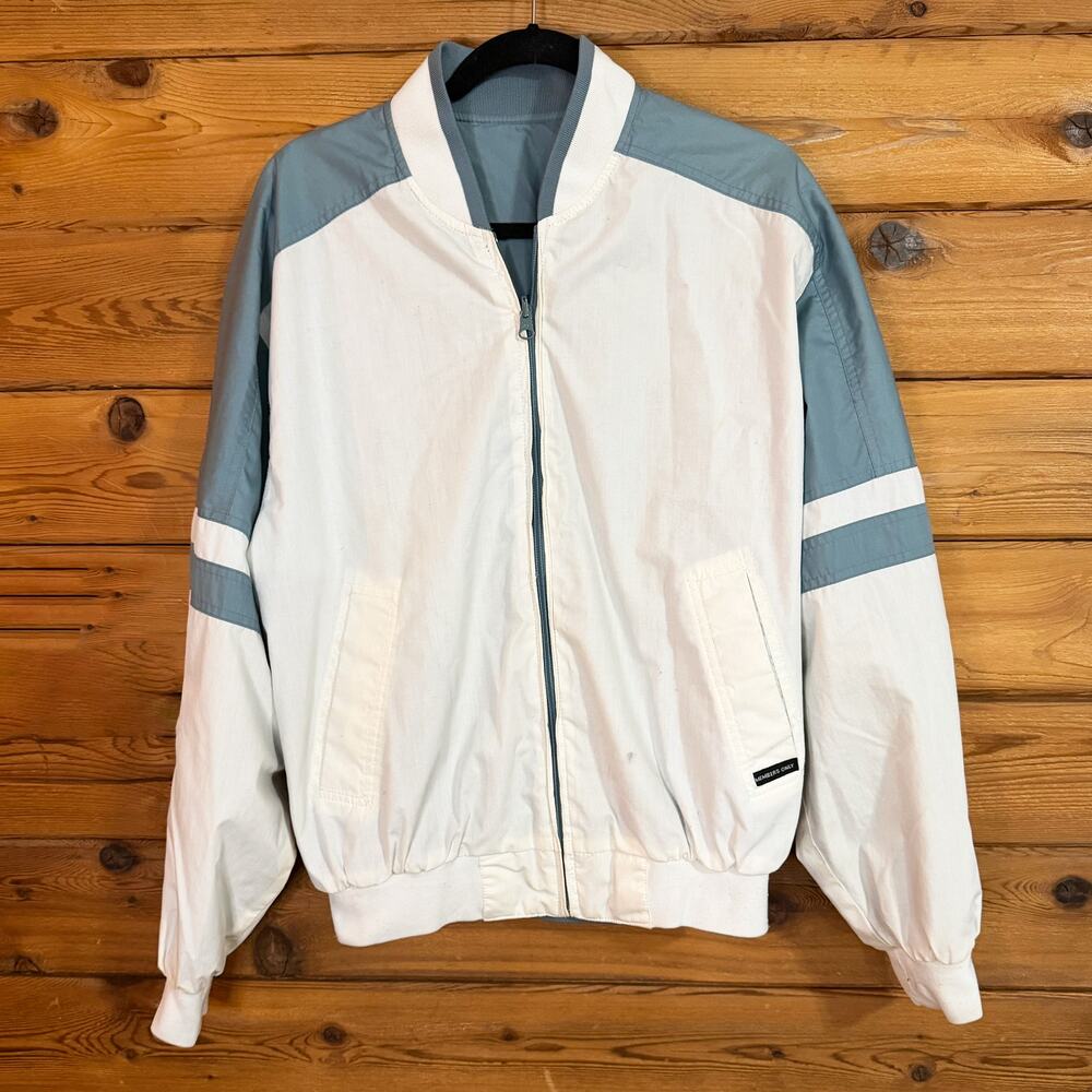 Members Only Vintage Blue & White Reversible Jacket Large